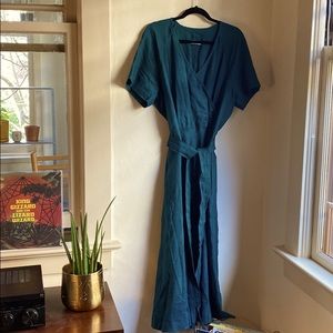 Visible Art Linen Faux Wrap Dress